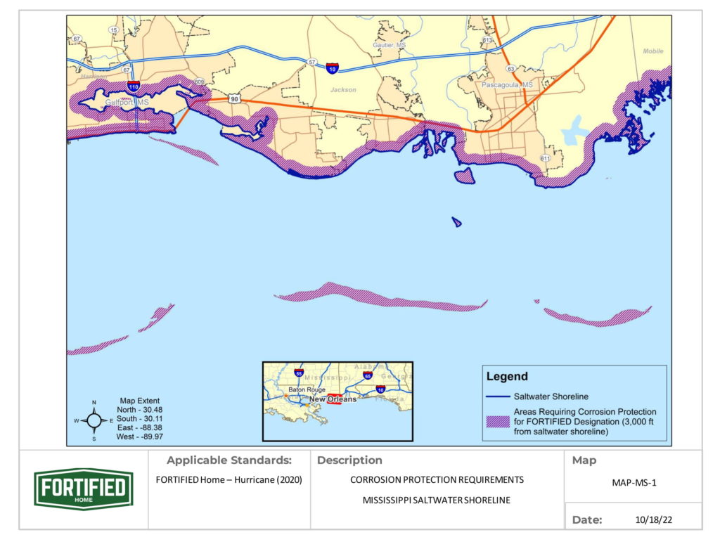MAP-MS-01 Mississippi Saltwater Shoreline