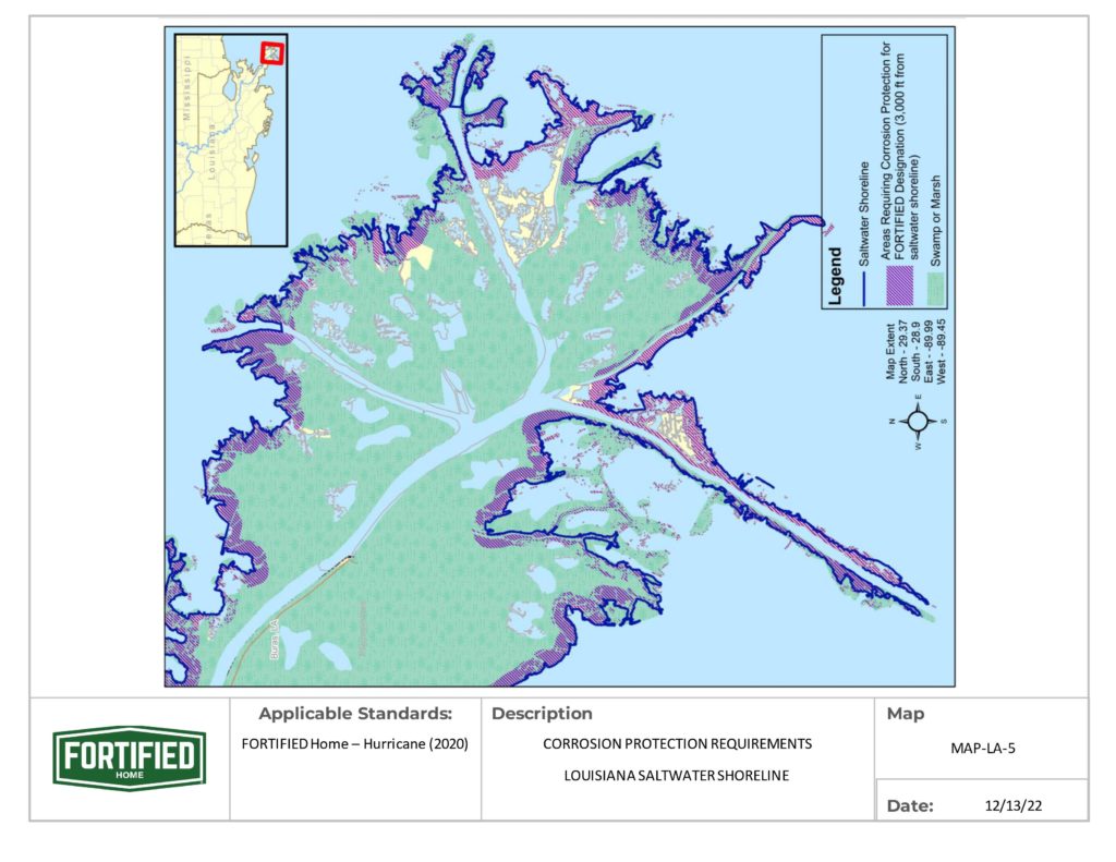 MAP-LA-05 Louisiana Saltwater Shoreline