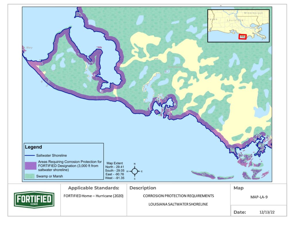 MAP-LA-09 Louisiana Saltwater Shoreline