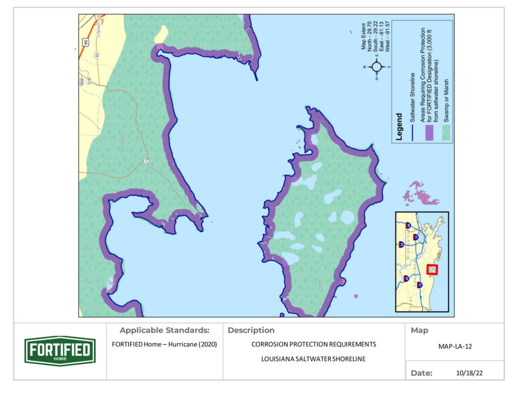 MAP-LA-12 Louisiana Saltwater Shoreline