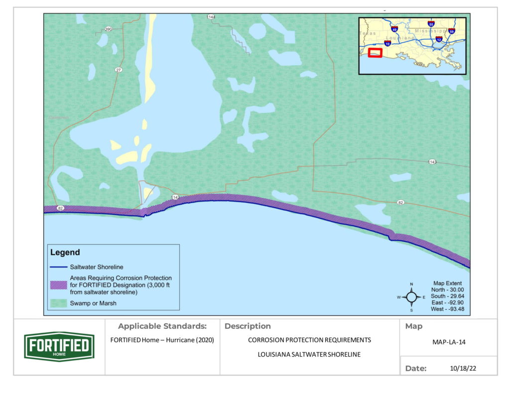 MAP-LA-14 Louisiana Saltwater Shoreline