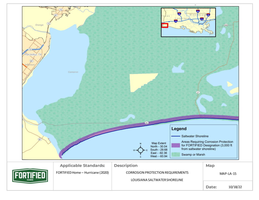 MAP-LA-15 Louisiana Saltwater Shoreline