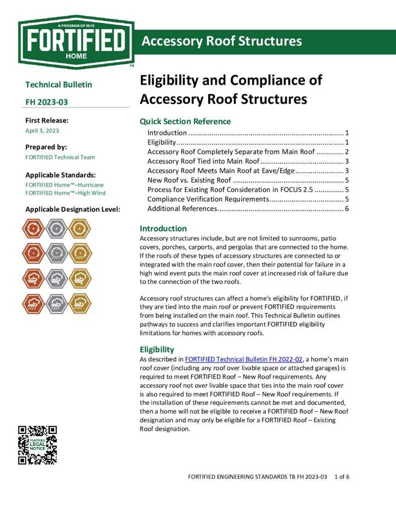 2023-03 : Eligibility and Compliance of  Accessory Roof Structures